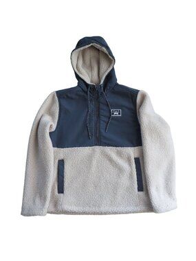 Hurley Sherpa Fleece Lined Hooded Jacket Pullover Men Small Navy Cream